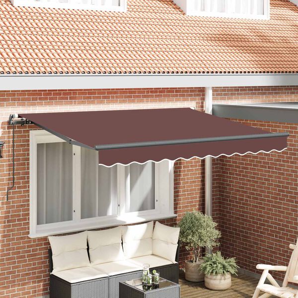 vidaXL Retraktilna tenda Rjava 250 x 200 cm blago