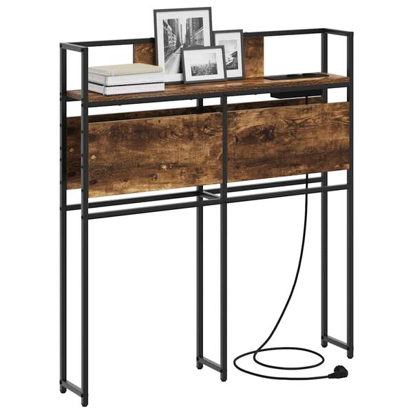 vidaXL Skladi&scaron;čni naslon s polico Dimljeni hrast 90 cm Konstruiran les