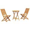 vidaXL Zložljiv bistro set 3 pcs Rjava Masiven les akacije