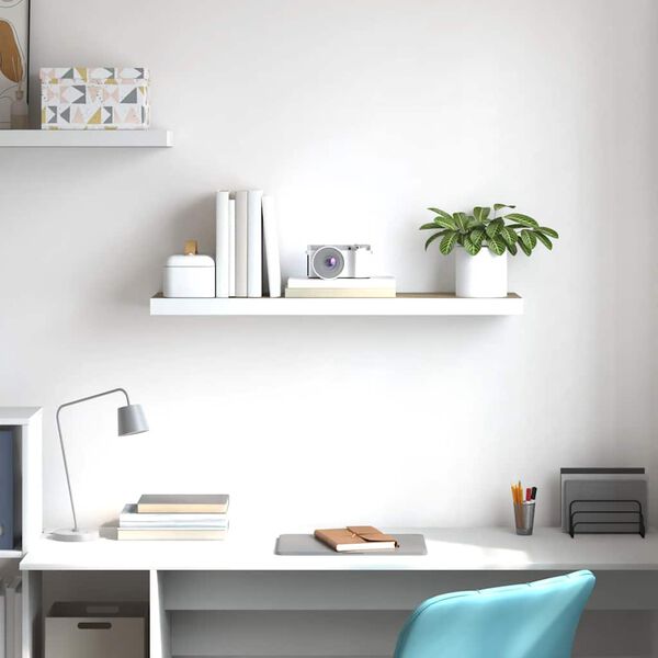 vidaXL Stenska polica barva hrasta in bela 90x23,5x3,8 cm MDF