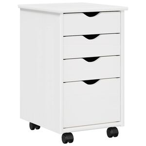 vidaXL Gležnji kabinet s kolesom Bela 34 x 39 x 56 cm Masivna borovina