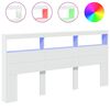 vidaXL Omarica za vzglavje postelje LED bela 200x17x102 cm