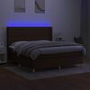 vidaXL Box spring postelja z vzmetnico LED temno rjava 180x200cm blago