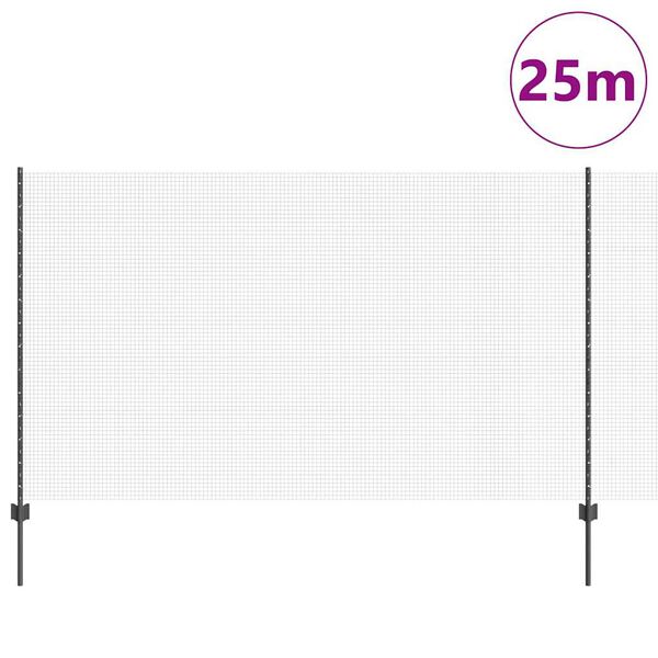 vidaXL Ograja s stebrom Siva 1,4 x 25 m Jeklo in PVC