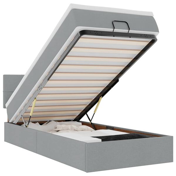 vidaXL Otomanski posteljni okvir z vzmetnico siv 80x200 cm blago