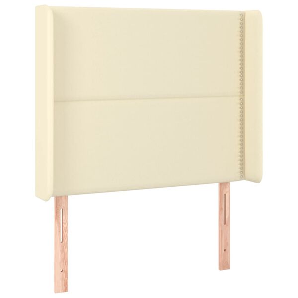 vidaXL LED posteljno vzglavje krem 103x16x118/128 cm umetno usnje