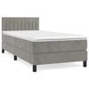 vidaXL Box spring postelja z vzmetnico svetlo siva 90x200 cm žamet