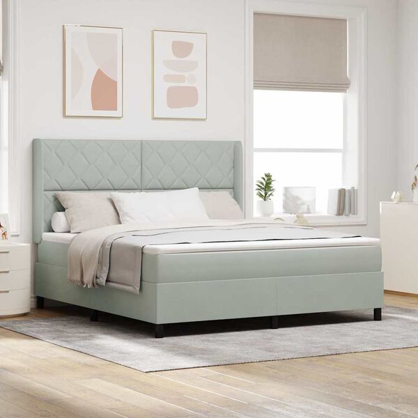 vidaXL Postelja z vzmetnico z vzmetnico Svetlo siva 180 x 200 cm Žamet