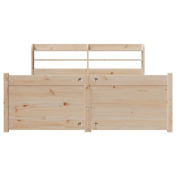 vidaXL Posteljni okvir z vzglavjem 140x190 cm trdna borovina
