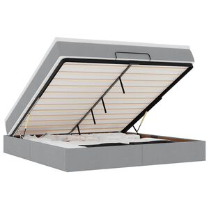 vidaXL Otomanski posteljni okvir z vzmetnico siv 180x200 cm blago