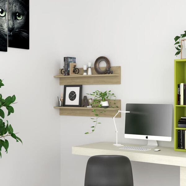 vidaXL Stenska polica 2 kosa sonoma hrast 80x11,5x18 cm iverna plošča