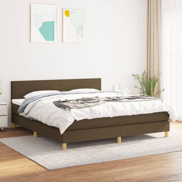 vidaXL Box spring postelja z vzmetnico temno rjava 180x200 cm blago