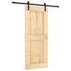 vidaXL Drsna vrata Naravna in črna 85 x 210 cm Masiven borov les