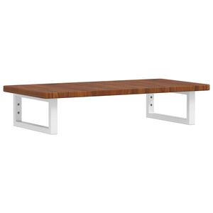 vidaXL Stenska polica za umivalnik jeklo in trdna hrastovina