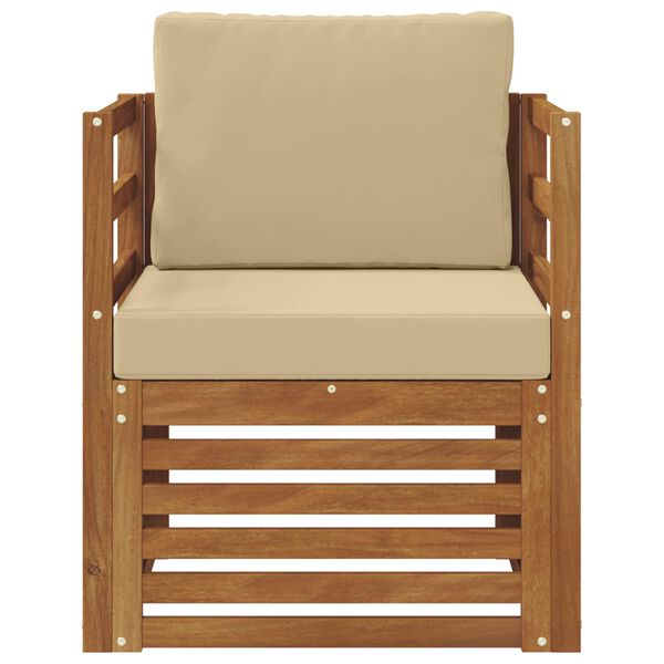 vidaXL Zunanja garnitura za sedenje z blazino Naravna 67 x 63 x 73 cm
