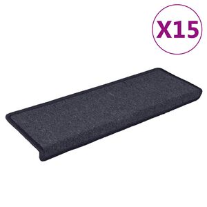 vidaXL Stopni&scaron;čne preproge 15 kosov 65x21x4 cm temno sive in modre pravokotne robove