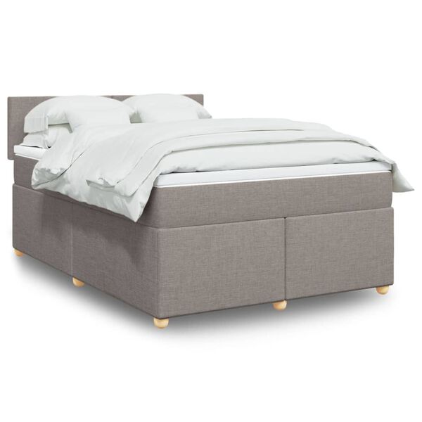 vidaXL Box spring postelja z vzmetnico taupe 140x190 cm blago