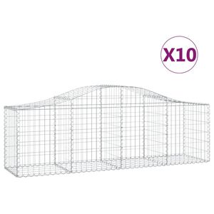 vidaXL Obokana gabionska ko&scaron;ara 10 kosov 200x50x60/80cm cinkano železo
