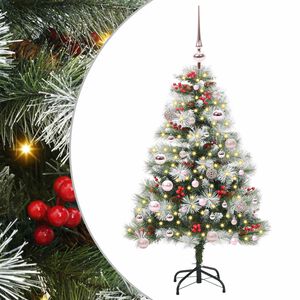 vidaXL Umestno božično drevo z LED lučmi Zelena in bela 150 cm