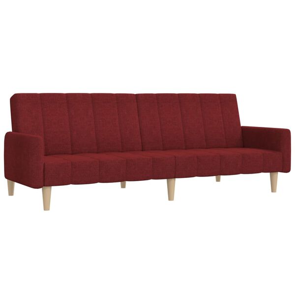 vidaXL Kavč dvosed z leži&scaron;čem in stolčkom vinsko rdeče blago