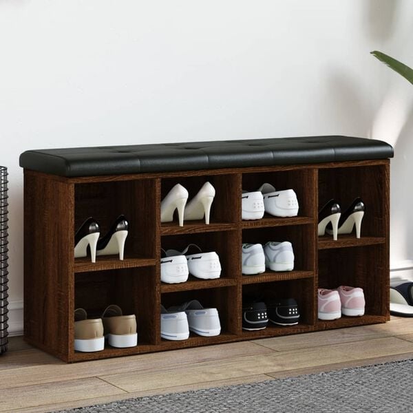 vidaXL Klop za čevlje rjavi hrast 102x32x50 cm inženirski les