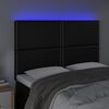 vidaXL LED posteljno vzglavje črno 144x5x118/128 cm umetno usnje