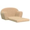 vidaXL Raztegljiv otroški kavč dvosed krem mehak pliš