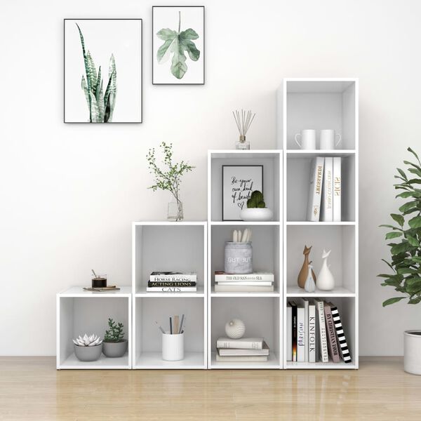 vidaXL TV omarica 4-delna bela iverna plošča