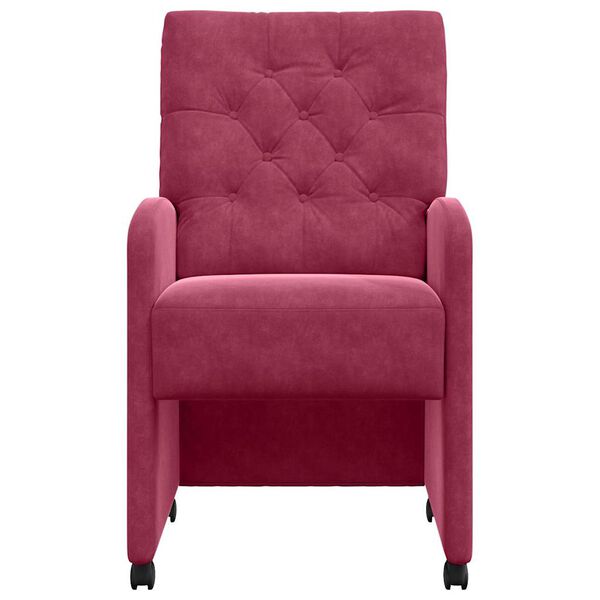 vidaXL Jedilni stoli s kolesi 2 pcs vinsko rdeča 58 x 67 x 97 cm Žamet