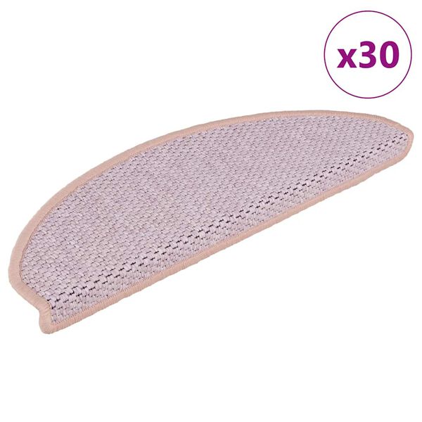 vidaXL Samolepilne preproge za stopnice sisal 30 kosov 56x17x3 cm roza