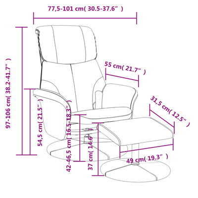 vidaXL Masažni naslanjač s stolčkom za noge črno umetno usnje