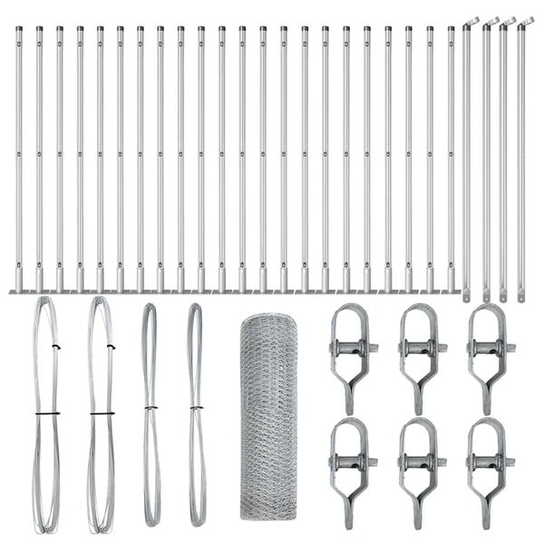 vidaXL Steber ograje. srebrna 50 x 0,6 m (25 mm mreža) Jeklo