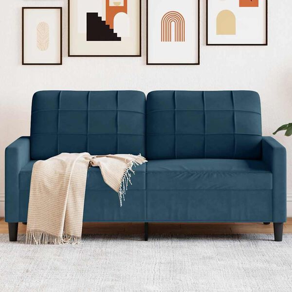 vidaXL Kavč dvosed moder 140 cm žamet