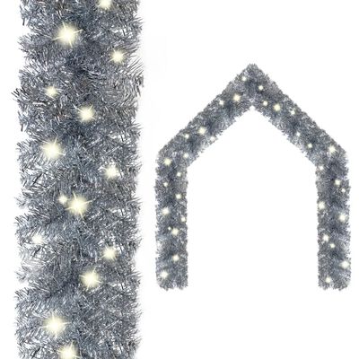 vidaXL Božična girlanda z LED lučkami 5 m srebrna