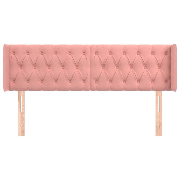 vidaXL Vzglavje z u&scaron;esi roza 163x16x78/88 cm žamet