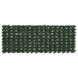 vidaXL Ograja za balkon z listi Temno zelena 200 x 75 cm