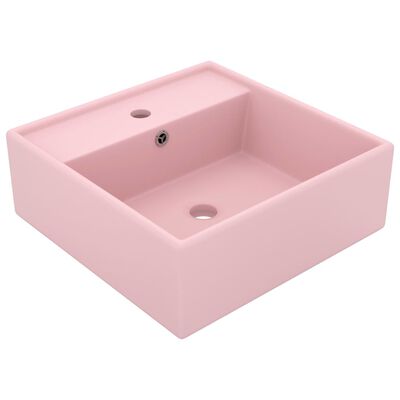 vidaXL Razkošen umivalnik kvadraten mat roza 41x41 cm keramika