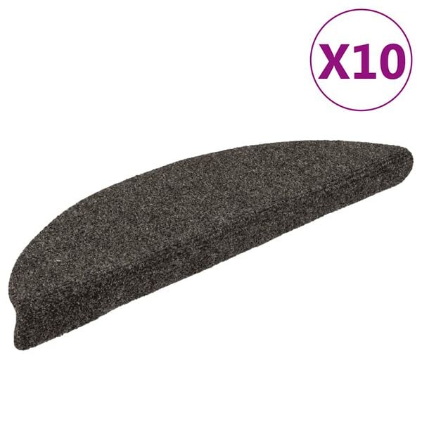 vidaXL Preproge za stopnice samolepilne 10 kosov 56x17x3 cm antracitne polkrožne