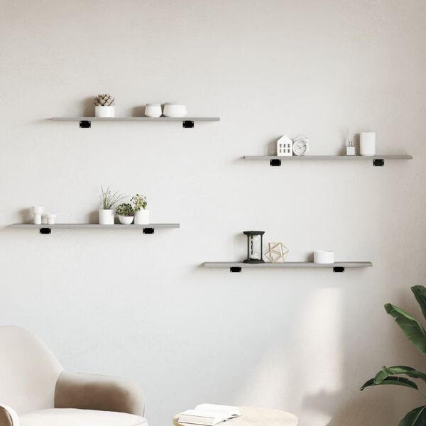 vidaXL Stenske police 4 kosi siva sonoma 80x10x1,5 cm inženirski les