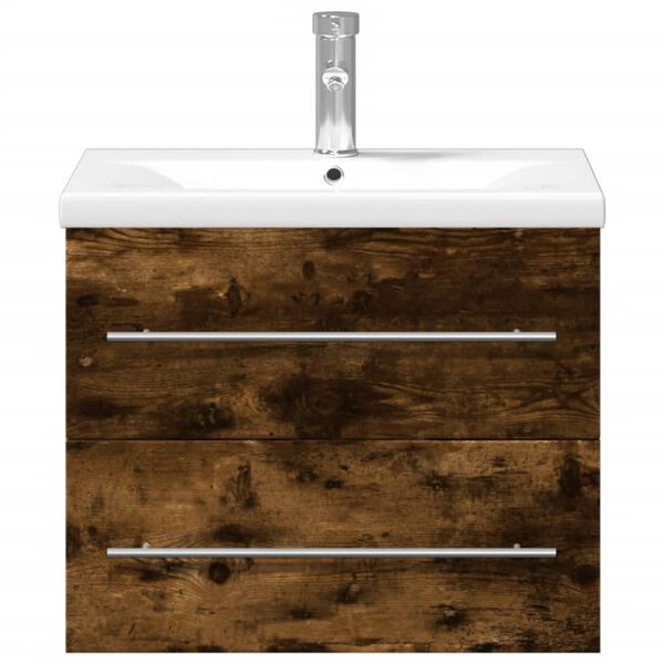 vidaXL Kopalni&scaron;ka omarica z umivalnikom dimljen hrast