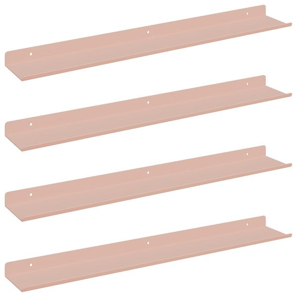 vidaXL Ležeča polica 4 pcs Roza 60 x 8,5 x 2,5 cm Jeklo