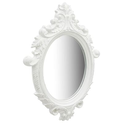 vidaXL Stensko ogledalo v grajskem stilu 56x76 cm belo
