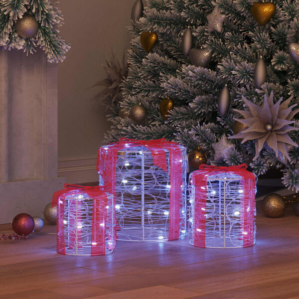 vidaXL Dekoracija Darilne &Scaron;katle 3 pcs Hladno bela 20 x 20 x 21 cm