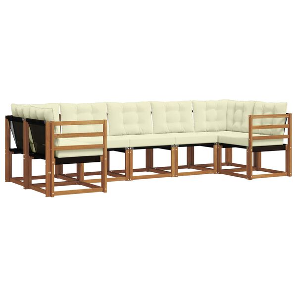 vidaXL Zunanja garnitura za sedenje z blazino 7 pcs Naravna in črna