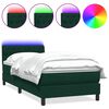 vidaXL Box spring postelja z vzmetnico LED Temno zelena 100x220 cm Žamet