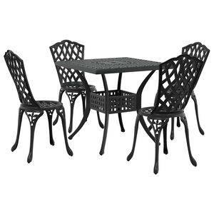 vidaXL Komplet vrtne mize 5 pcs Črna Lit aluminij