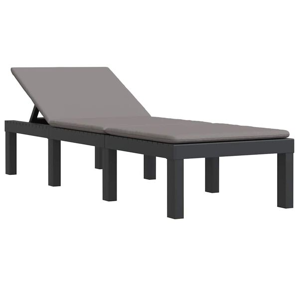 vidaXL Ležalnik z blazinami antraciten PP