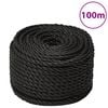 vidaXL Delovna vrv črna 20 mm 100 m polipropilen
