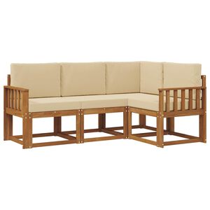 vidaXL Zunanja garnitura za sedenje z blazino 4 pcs Naravna in bež