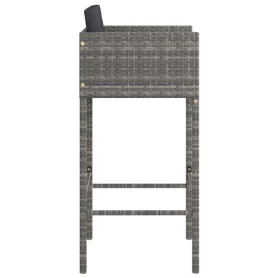 vidaXL Barski stolčki 4 kosi z blazinami sivi poli ratan